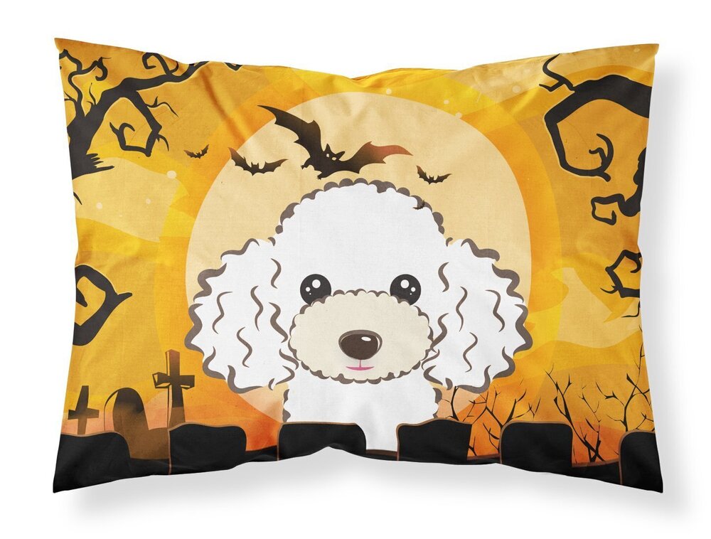 2753 BB1815PILLOWCASE Halloween White Poodle Fabric Standard Pillowcase